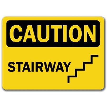 SIGNMISSION Caution Sign-Stairway with graphic-10in x 14in OSHA Safety Sign, 10" L, 14" H, CS-Stairway CS-Stairway